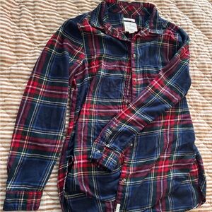 American Eagle Outfitters Plaid Shirt - Navy, Red, Green - Boyfriend Fit